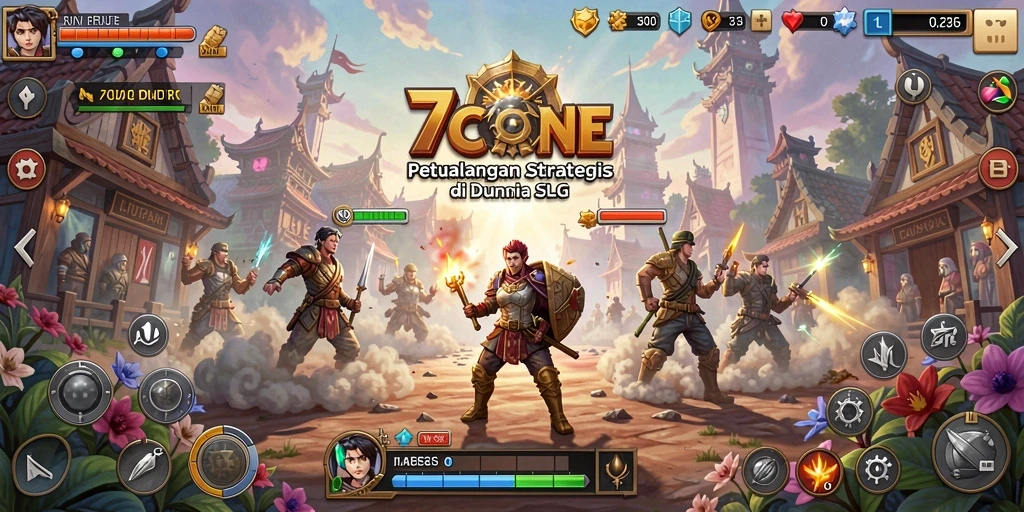 Screenshot utama gameplay menunjukkan tindakan strategis dalam membangun kerajaan.