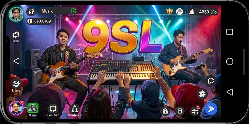 Tampilan gameplay <strong>9SL</strong> yang menarik dengan berbagai tantangan musik.