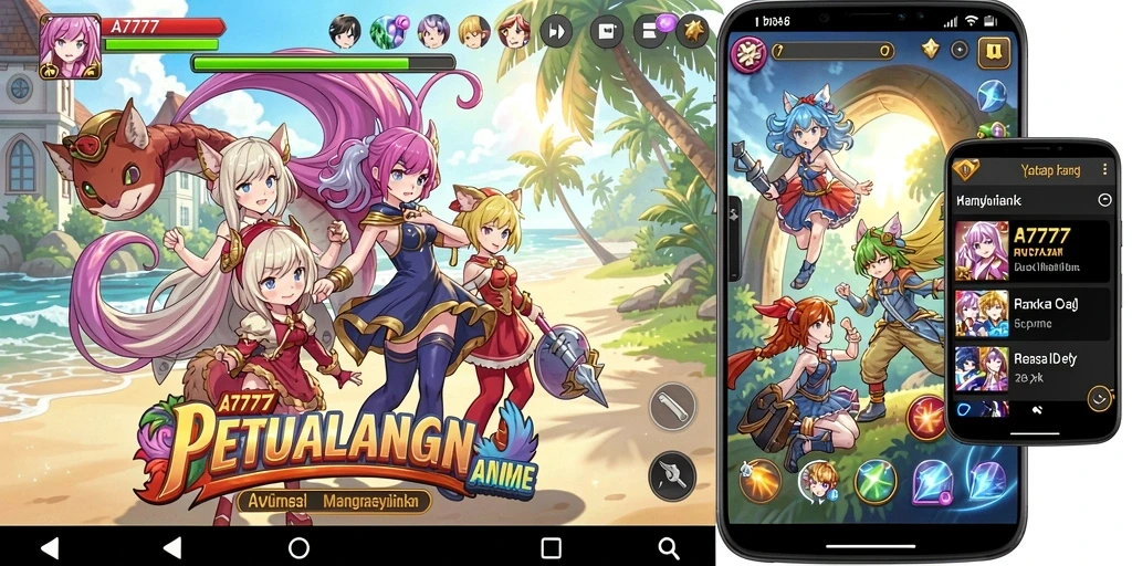 Tangkapan layar menampilkan aksi seru dalam game Anime A7777.