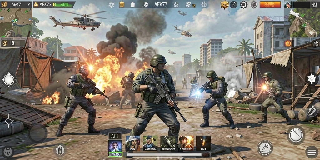 Tampilan gameplay <strong>AFK77</strong> yang menarik dan dinamis dalam pertempuran strategi.