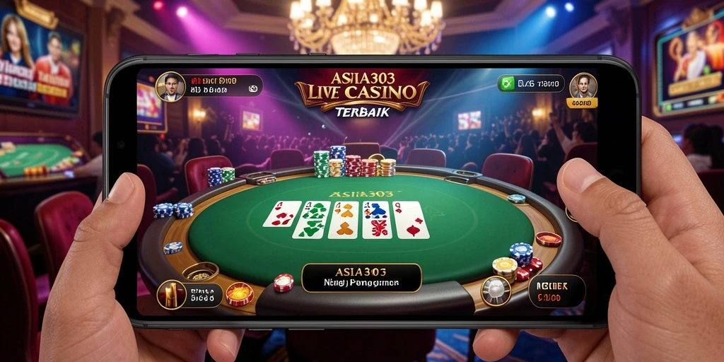 Tampilan gameplay ASIA303 dengan dealer profesional dan suasana kasino yang hidup.