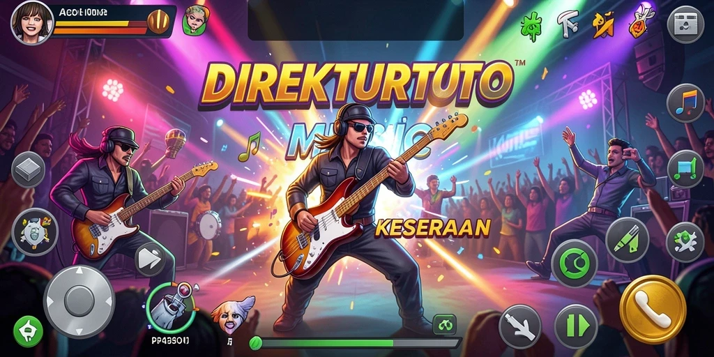 Screenshot gameplay DIREKTURTOTO dengan aksi musik yang mendebarkan.