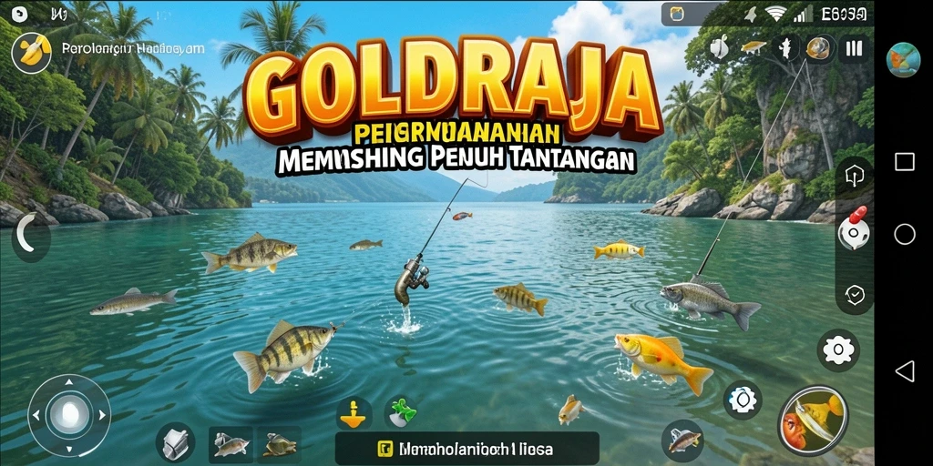 Gameplay memancing yang seru dan menantang di GOLDRAJA.