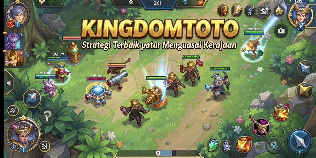 Screenshot gameplay KINGDOMTOTO yang menunjukkan pertempuran strategis.