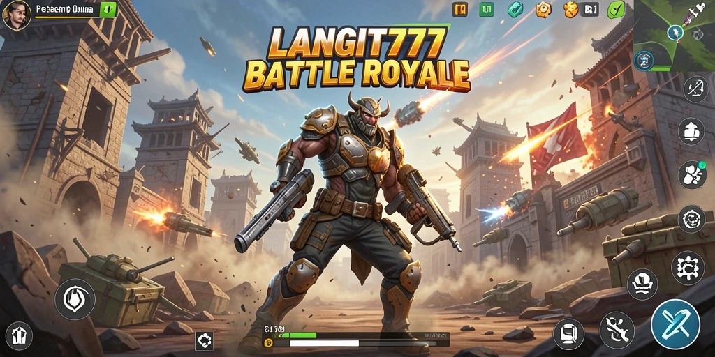 Tangkapan layar utama LANGIT777 menampilkan aksi mendebarkan para pemain dalam pertempuran Battle Royale.