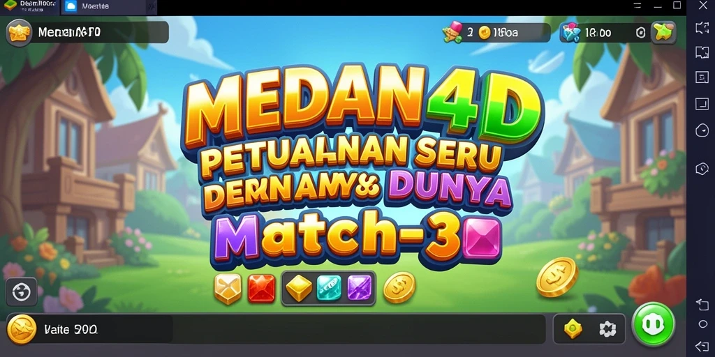 Screenshot gameplay MEDAN4D dengan elemen match-3 berwarna-warni.