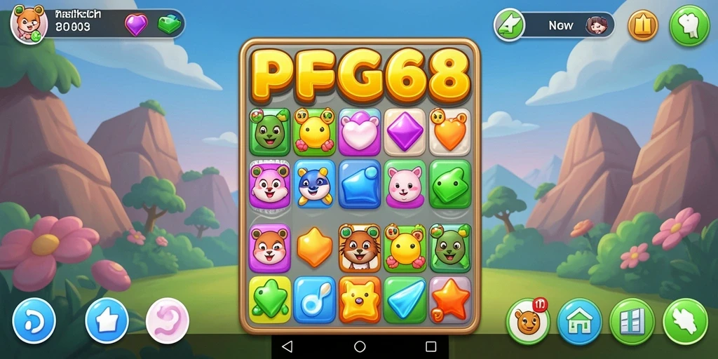 Tampilan gameplay PGG68 yang penuh warna dan dinamis.