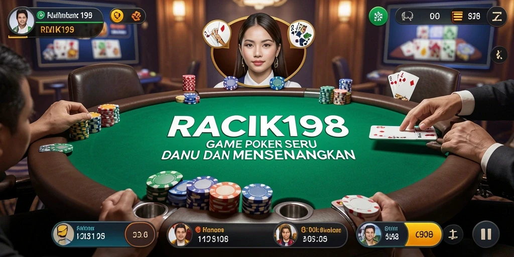 Tampilan gameplay seru dalam aplikasi Poker RACIK198.