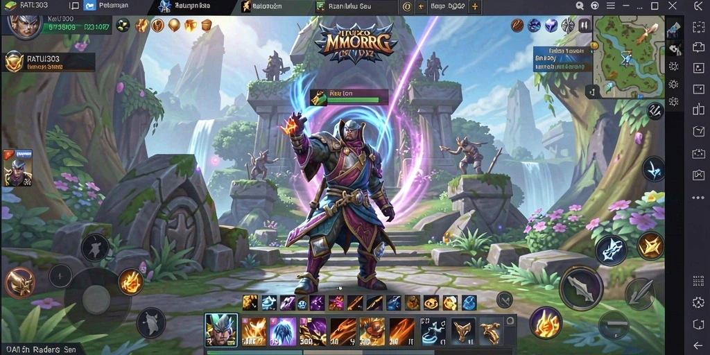 Tangkapan layar menampilkan petualangan epik dalam game MMORPG.