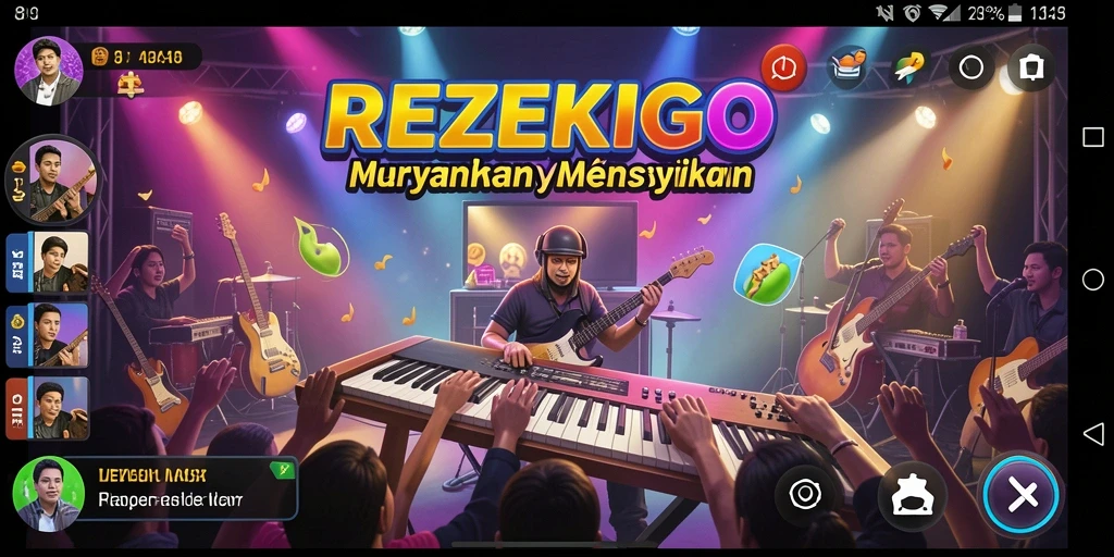 Tangkapan layar gameplay <strong>REZEKIGO</strong> yang menampilkan interaksi musik yang seru.