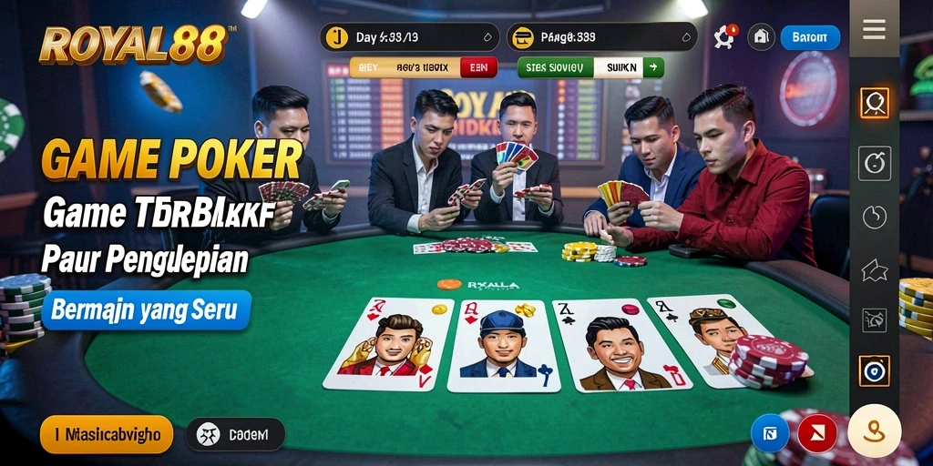 Tampilan gameplay Poker yang menarik dan seru di ROYAL88.