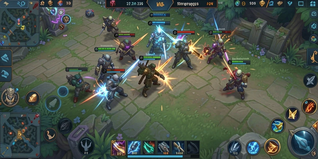 Screenshot gameplay RPOK yang menunjukkan aksi pertarungan tim yang seru.
