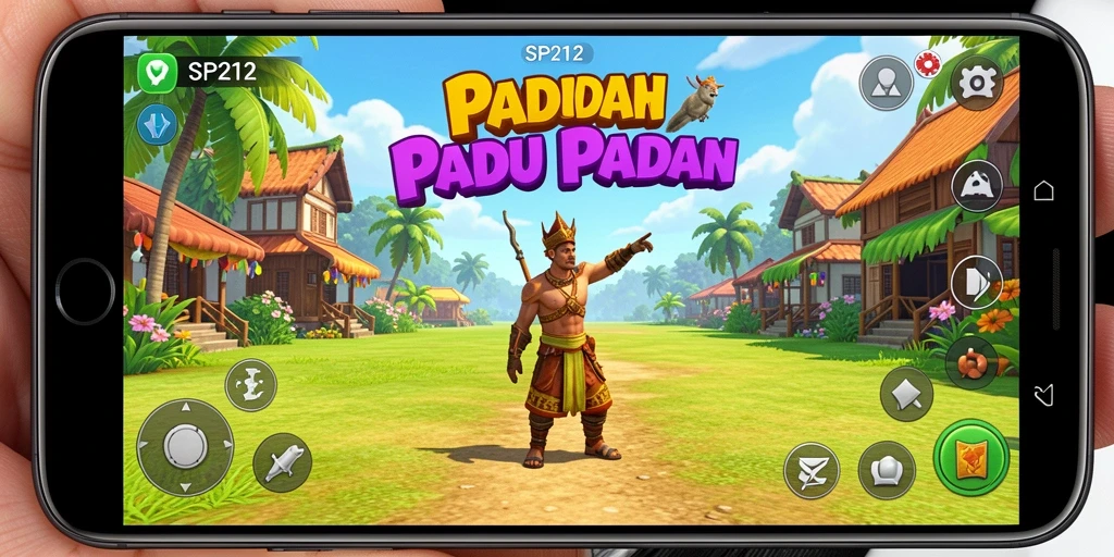 Tampilan gameplay seru di SP212 dengan kombinasi warna yang menarik.