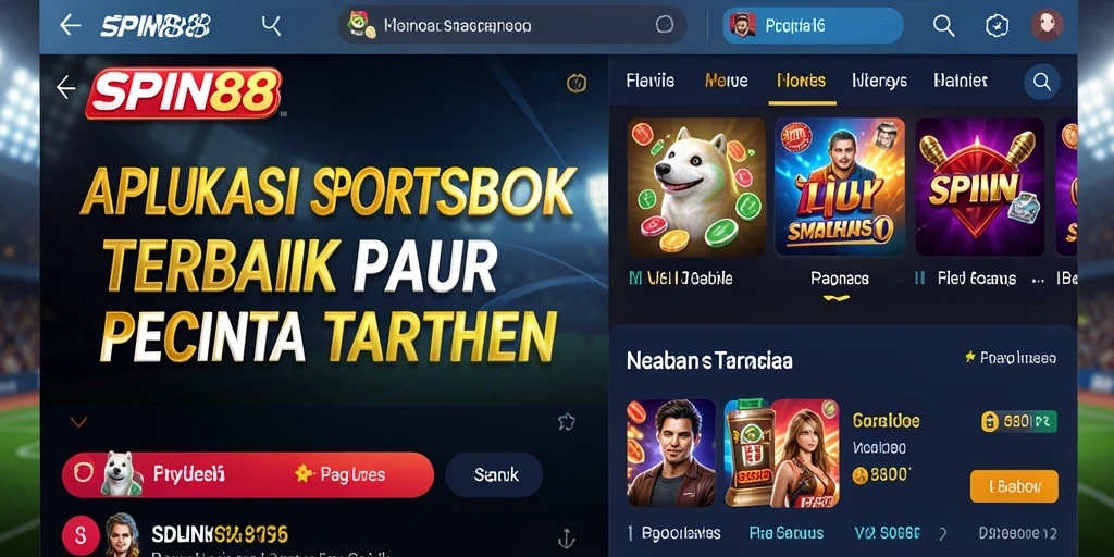 Tampilan antarmuka aplikasi SPIN88 dengan fitur sportsbook.