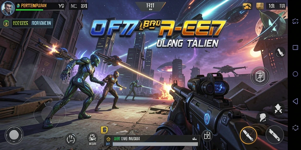 Tampilan gameplay seru dalam pertempuran FPS yang intens.