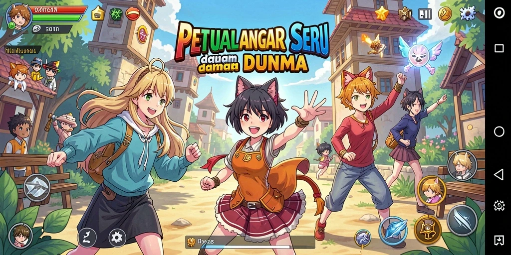 Tampilan gameplay V21 dengan aksi karakter Anime yang seru.