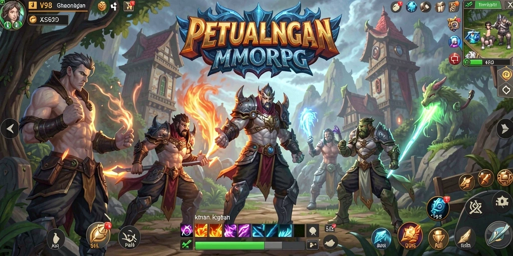 Tampilan gameplay V98 yang menakjubkan dalam dunia MMORPG.