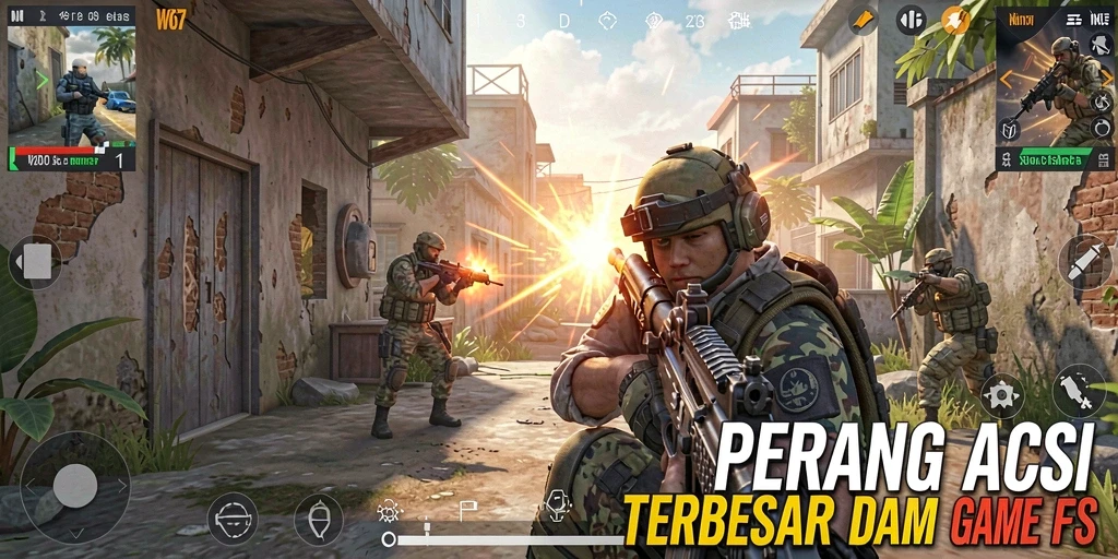 Screenshot menampilkan aksi tembak-menembak mendebarkan dalam W67.