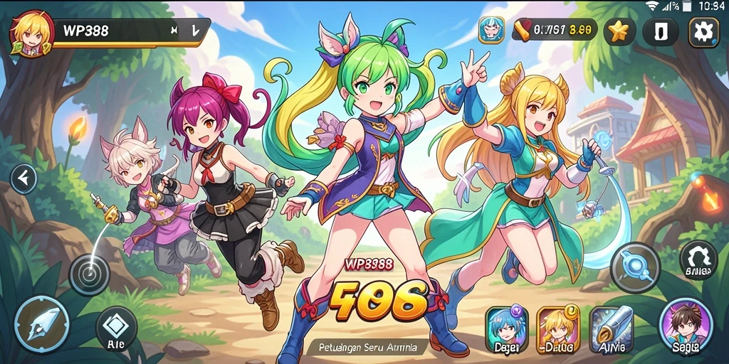 Tampilan menarik dari gameplay seru di WP888 dengan karakter anime.