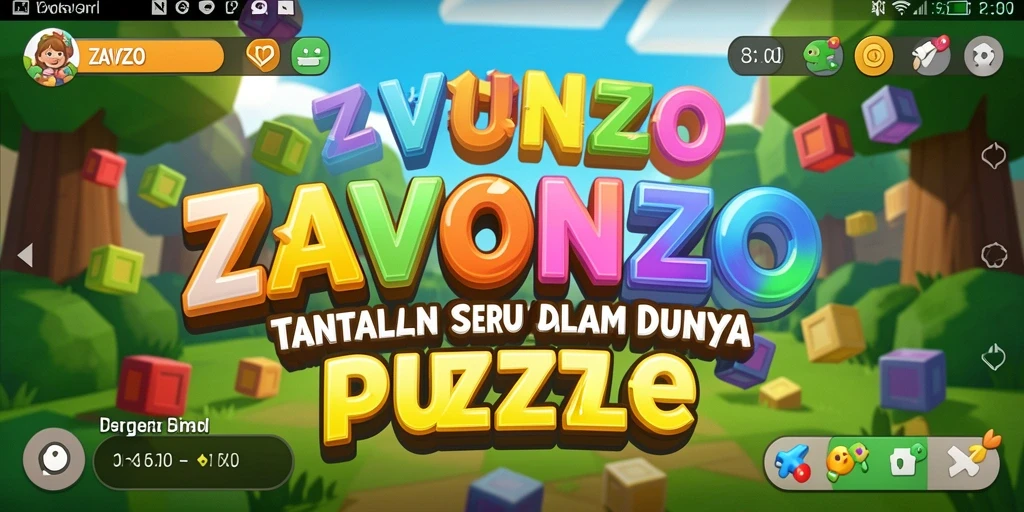 Gameplay ZAVONZO yang penuh warna dan tantangan puzzle.