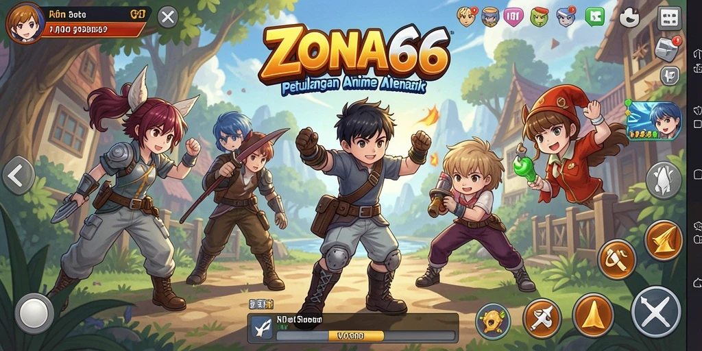 Screenshot dari gameplay seru dalam ZONA66 yang menampilkan aksi karakter anime.
